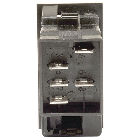 Close-up view of a Sparex Rocker Switch - Wiper Washer, 3 Position (Off/1/(2)) - S.23155 with numbered slots, designed for use in electronic or automotive applications, featuring an IP65 rating for durability.