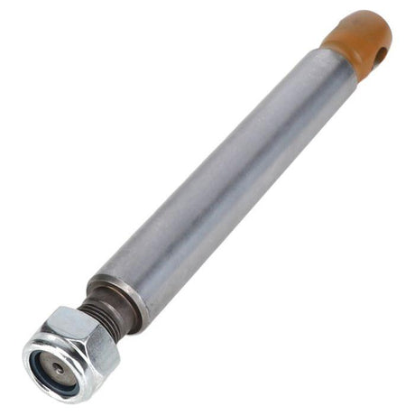 A metal cylindrical rod, known as the Massey Ferguson Rod (part number 1606882M3), features a hexagonal nut on one end and a rounded, copper-colored cap on the other end, evoking the sturdy components commonly associated with AGCO's Massey Ferguson tractor models.