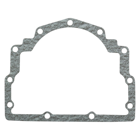 The Sparex Rope Seal Housing Gasket - 4 Cyl. (Part No.S.41492) is a gray metallic gasket featuring multiple holes around its perimeter for fastening, and is used as a sealing component in Perkins Engine mechanical assemblies.