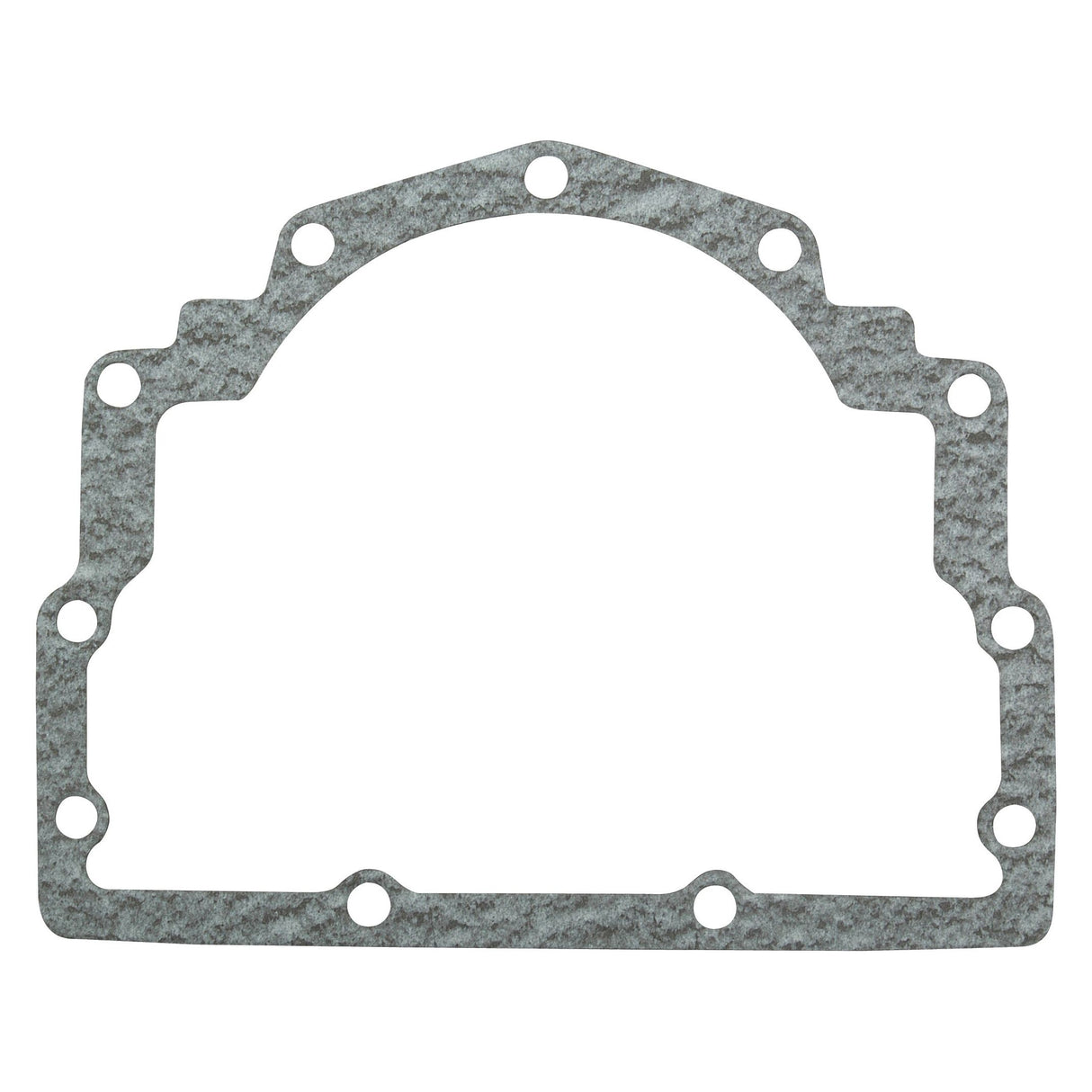 A flat, grey, irregularly-shaped metallic gasket with multiple holes around its perimeter is commonly used as a Rope Seal Housing Gasket in Perkins Engines. This is known as the Rope Seal Housing Gasket - 4 Cyl., Sparex Part No. S.41492, from the brand Sparex.