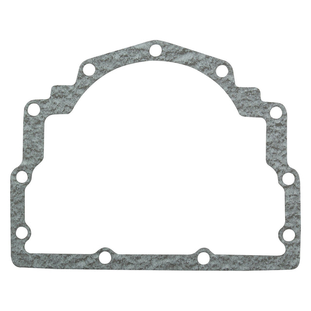 A flat, grey, irregularly-shaped metallic gasket with multiple holes around its perimeter is commonly used as a Rope Seal Housing Gasket in Perkins Engines. This is known as the Rope Seal Housing Gasket - 4 Cyl., Sparex Part No. S.41492, from the brand Sparex.