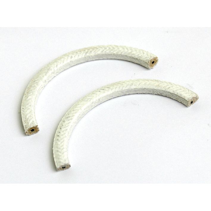 Two white, textured pieces with small holes at each end, resembling components from the Rope Seal Set (2 pcs.), Sparex Part No. S.40354, by Sparex, laid on a white surface.