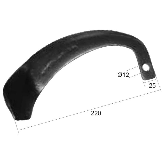 Rotavator Tine Curved RH. Width: 25mm, Height: 220mm, Hole⌀: 12mm. Replacement for Yanmar
 - S.70554 - Massey Tractor Parts