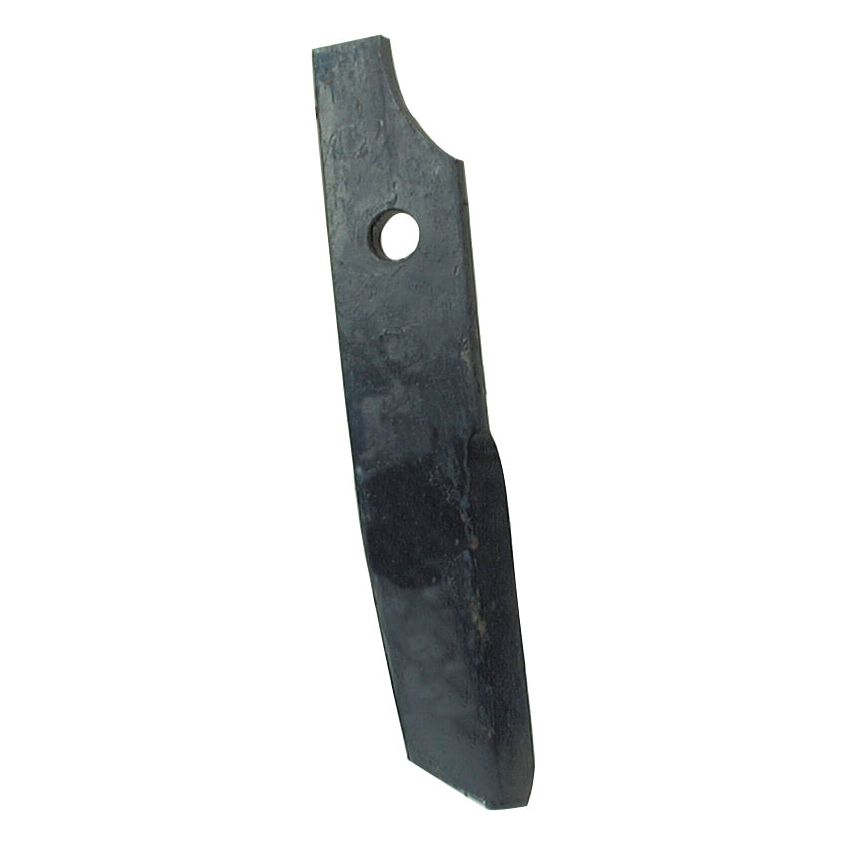 A black metal Rotavator Tine Twisted RH with a single 16.5mm round hole near the top serves perfectly as a Replacement Kuhn part (Sparex Part No.S.27432).