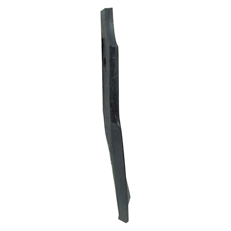Side view of a Rotavator Tine Twisted RH in black, featuring a single 16.5mm hole near the center, resembling a Sparex Replacement Kuhn twisted RH tine with dimensions 50mm wide and 270mm high (Sparex Part No. S.27432).