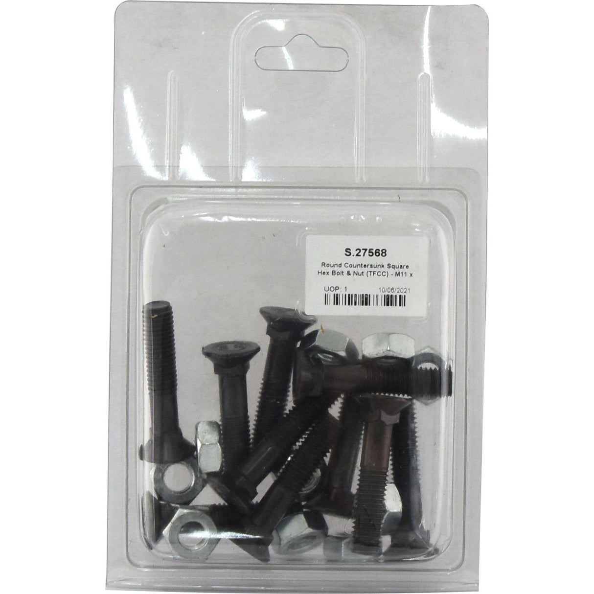 Round Countersunk Square Hex Bolt & Nut (TFCC) - M11 x 45mm, Tensile strength 8.8 (10 pcs. Agripak)
 - S.27568 - Farming Parts