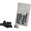 A package containing Sparex Round Countersunk Square Hex Bolts and Nuts (TFCC) - M12 x 80mm with a tensile strength of 8.8, alongside additional loose screws and nuts placed in front of the packaging. Featuring six pieces in Agripak, available under Sparex Part No. S.27583.