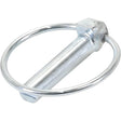 A Sparex Round Linch Pin, measuring 6mm in diameter and 44.5mm in length, features a silver-colored quick release mechanism with a round wire loop and is crafted to meet the Value Standard Duty requirements of Ford New Holland.