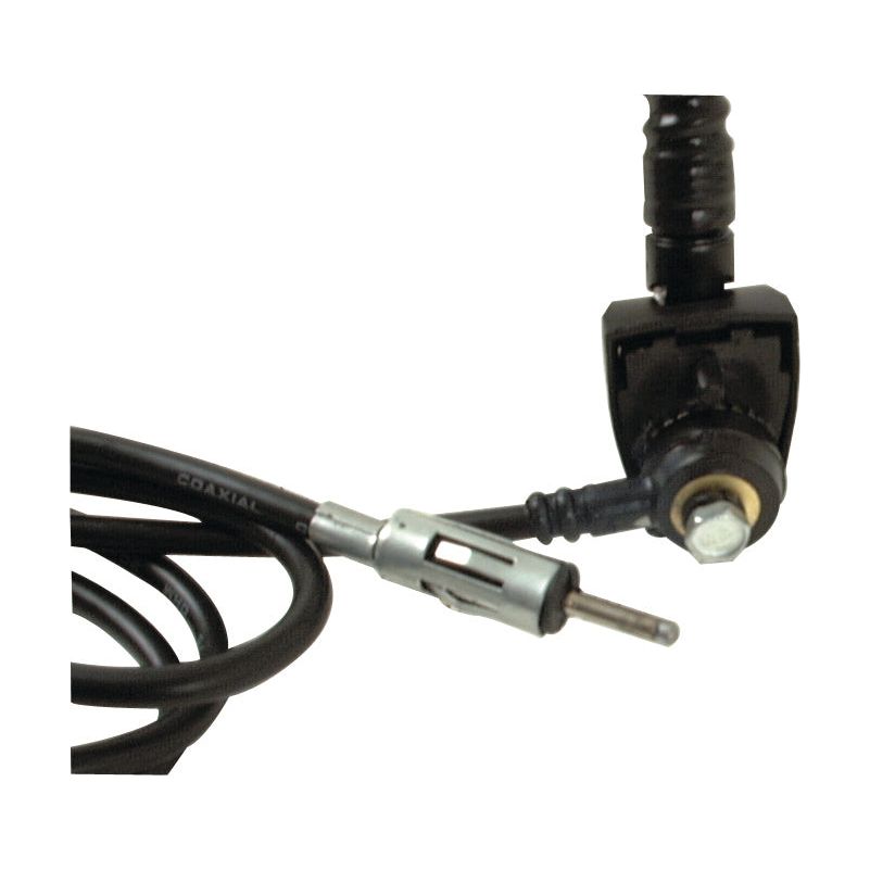 Close-up of a coaxial cable connector with a metal pin and a black, plastic locking mechanism, seamlessly compatible with your Sparex Radio Aerial (Part No.S.71173) for optimal connectivity.