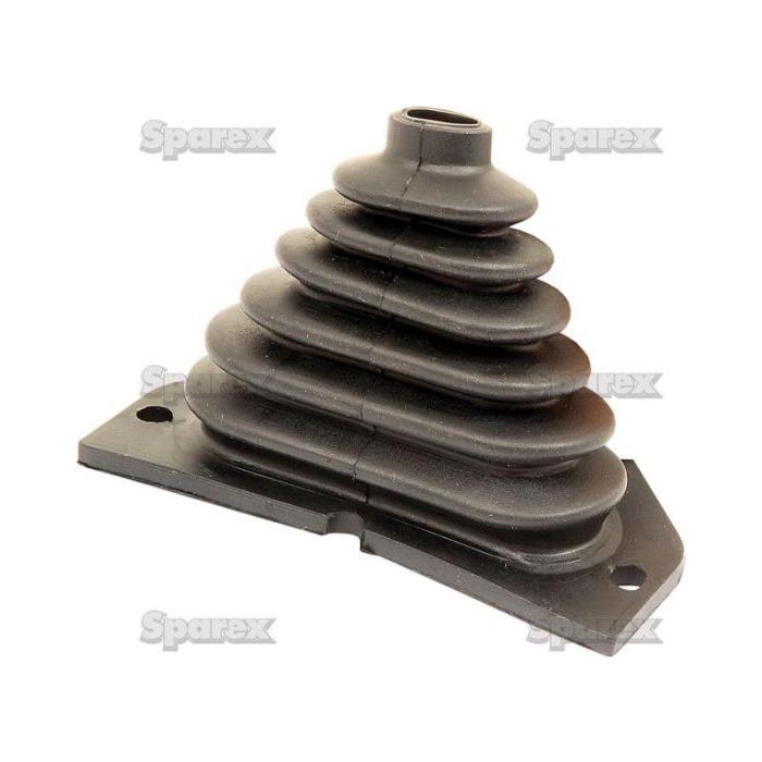 A black rubber accordion-style PTO lever boot with a mounting base, featuring the Sparex branding, perfect for Case IH equipment - Rubber Boot - PTO Lever, Sparex Part No.S.107583.
