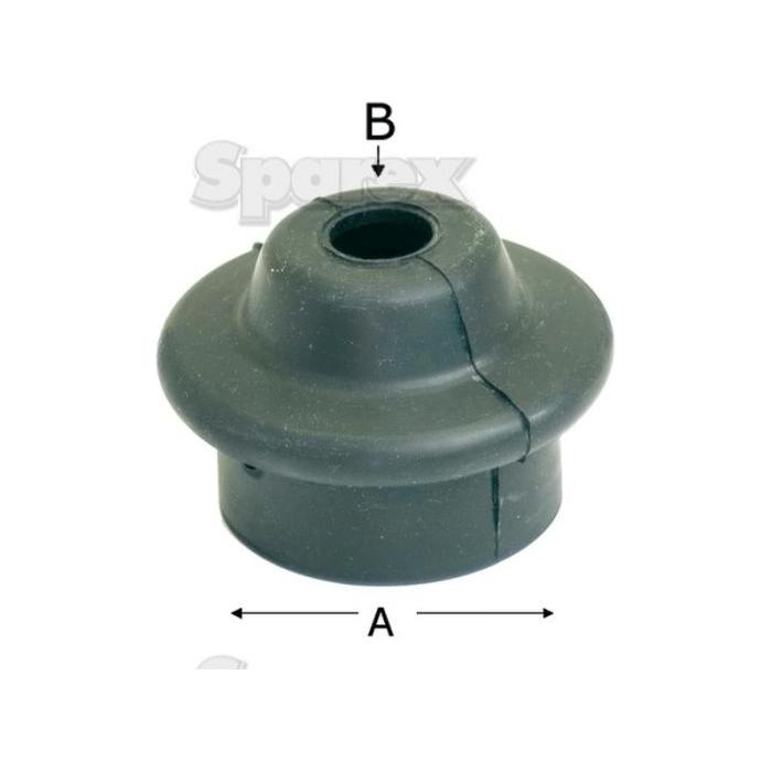 The Sparex Rubber Boot for Gear Lever (Sparex Part No. S.64633), typically used in Zetor gearboxes, has a visible crack along the labeled dimensions A and B.