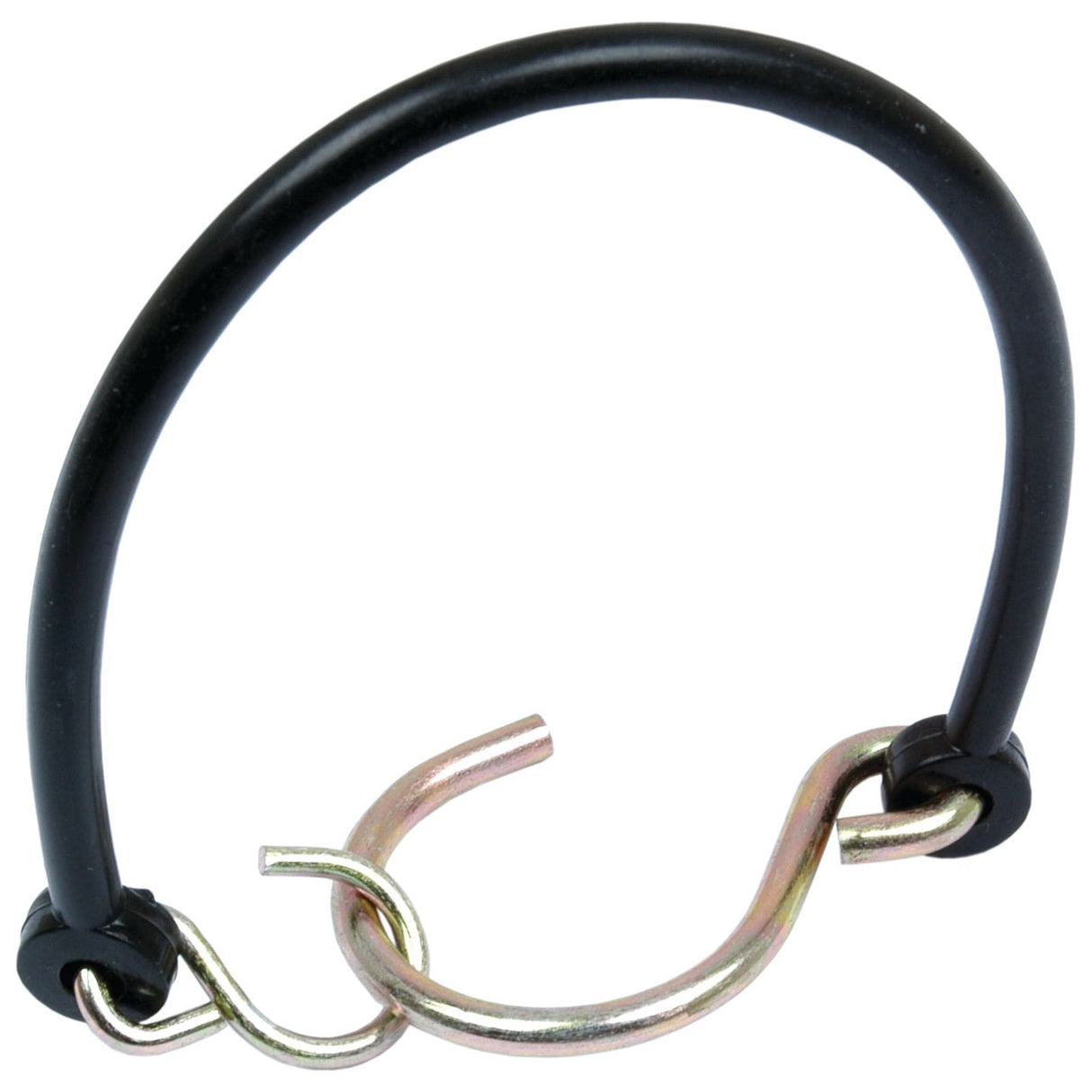 Image of the Sparex Rubber Strap 195mm (Part No. S.29151) in black, featuring an S Hook at each end. The hooks are connected through loops secured by plastic clips.