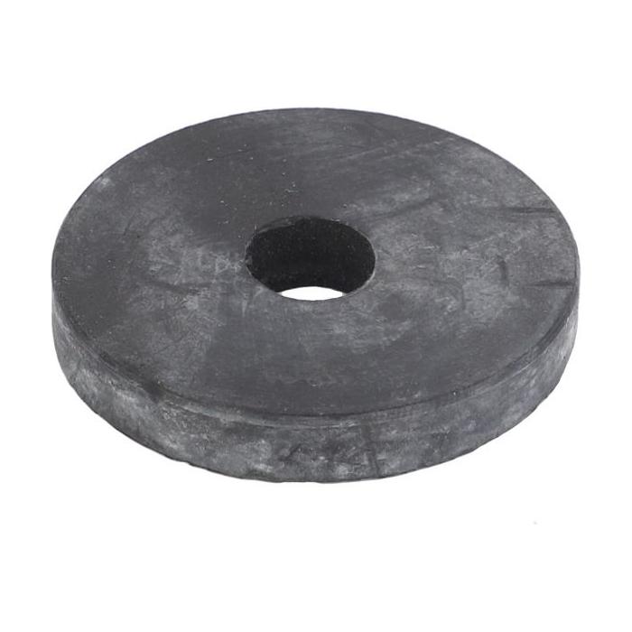 A round, flat, black rubber washer with a central hole, lying on a plain white background, akin to the Massey Ferguson - Rubber Washer - 890485M1 from AGCO's 100 Series tractor parts.