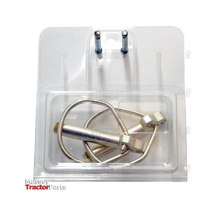 A packaging of Rűbig Safety Linch Pins from Sparex, labeled with the part number S.22540, contains a pair of linchpins and retaining clips, with two small metal pins displayed at the top section of the packaging.