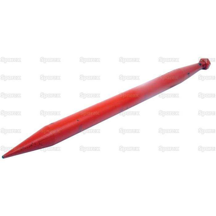 Introducing the Sparex Loader Tine - Straight 880mm, designed with a pointed tip at one end and a hexagonal end at the other. Crafted from durable metal in a long, cylindrical shape, the S.22890 model ensures maximum torque efficiency with its M28 x 1.50 thread size (Round).