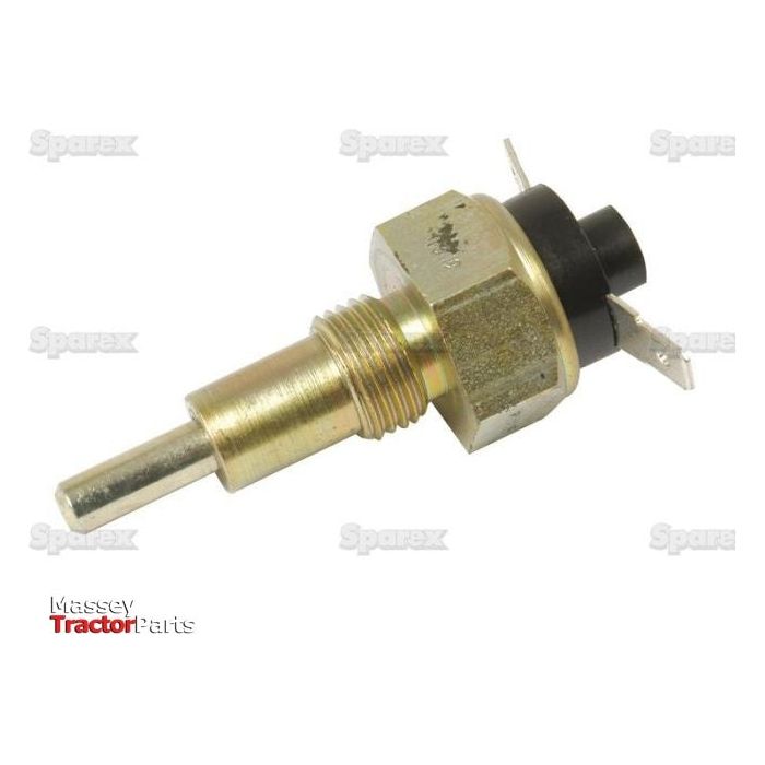 The Safety Switch, Sparex Part No. S.42449, features a threaded body with a black plastic end and two metal connectors. Designed for use in Massey Ferguson tractor parts, this high-quality switch is a reliable Sparex product you can trust for your machinery needs.
