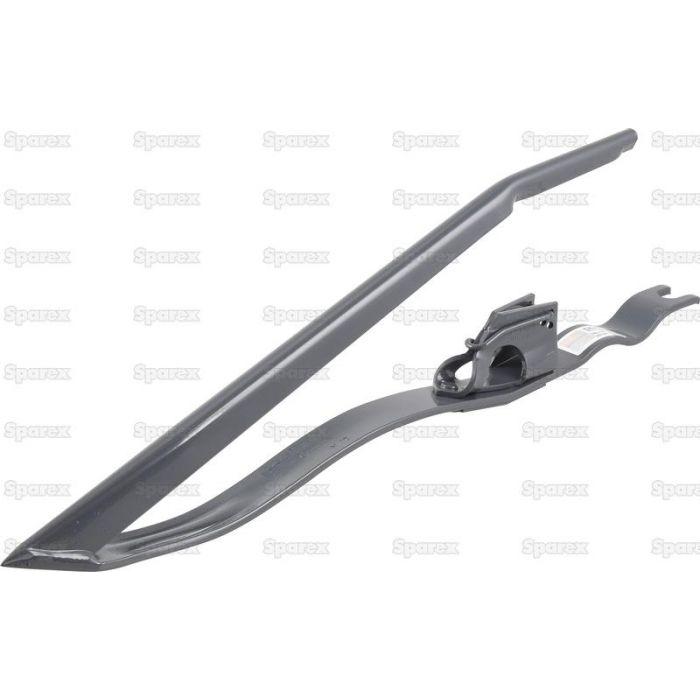 A pair of metal agricultural tools with curved and straight components, displayed against a white background with a Sparex watermark. These are the Crop Lifter ASK-127 model by Sparex (Part No. S.130856), ideal for replacement in your farming equipment.