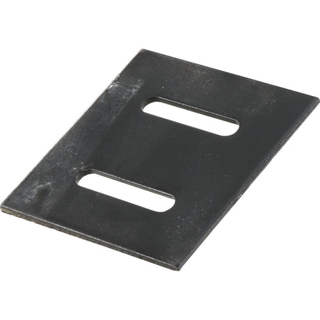 A flat, rectangular metal scraper plate with two parallel elongated slots, ideal for various applications, measuring 95x90x4mm and compatible with Sparex and Maschio equipment.