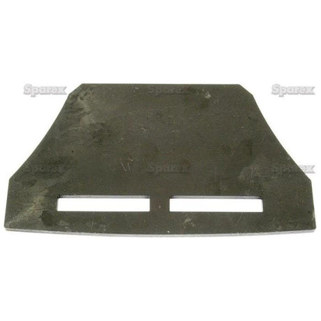 A flat, irregularly shaped metal plate with two rectangular cutouts near the bottom, officially known as the Scraper Plate replacement for Sumo, Sparex Part No. S.22790 (SW651).