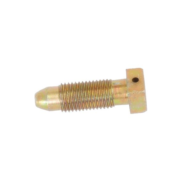 A brass threaded bolt featuring a square-shaped head and a conical tip, commonly utilized as a locking screw in Massey Ferguson equipment, is available as the Locking Screw | Sparex Part No. S.41557 by the brand Sparex.