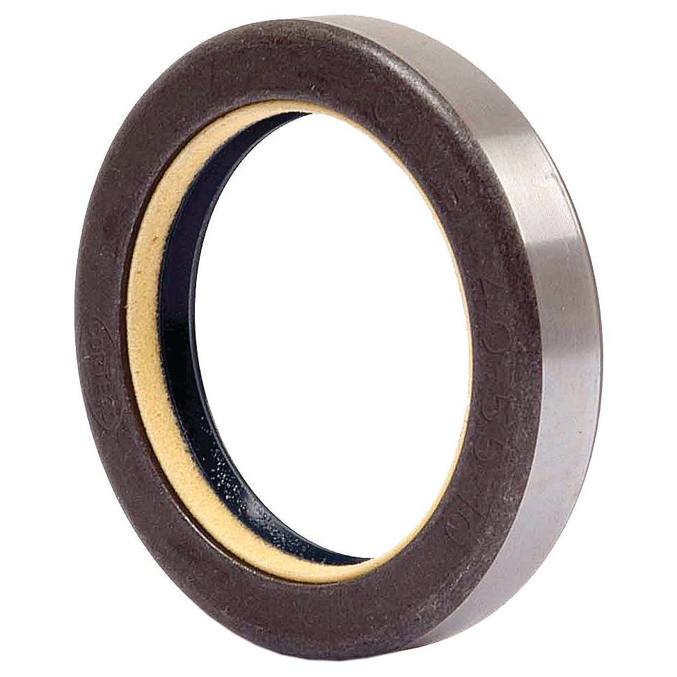 The Seal - 4WD Hub by Sparex, Sparex Part No. S.41755, is a circular metal and rubber oil seal featuring an internal ring that is designed to prevent leakage in machinery and is compatible with Case IH equipment.