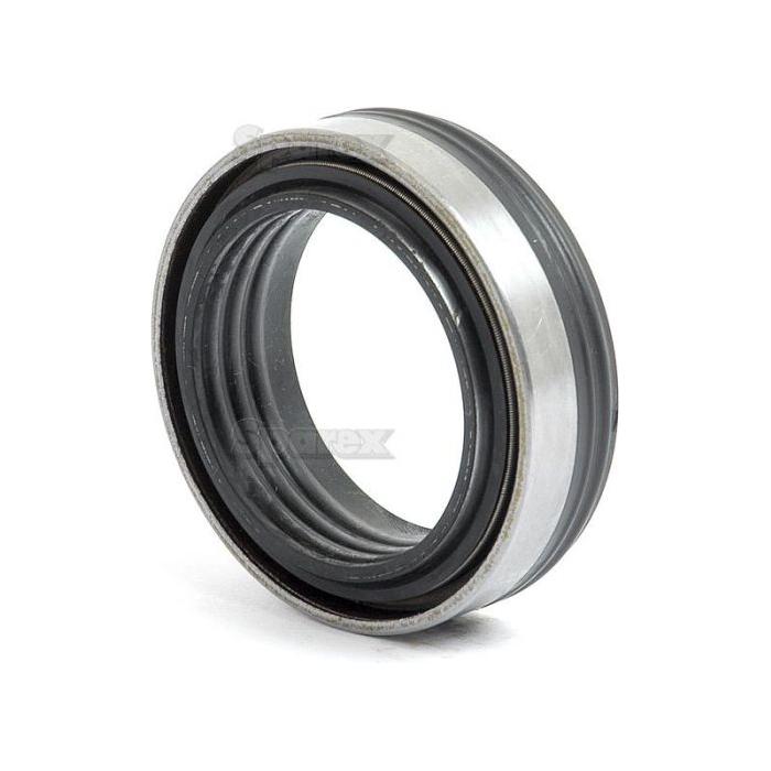 The Seal - Flange Housing 43.5 x 63.5 x 17.5/19mm (Sparex Part No.S.43340) by Sparex is a mechanical oil seal with a metal outer ring and a rubber inner lining, commonly used in machinery like Massey Ferguson and Landini equipment to prevent oil leakage.