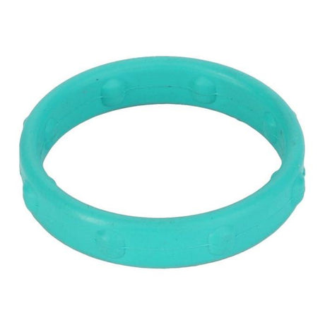A teal circular rubber ring with small raised dots around its surface, reminiscent of the durability found in AGCO's Massey Ferguson Seal Intercooler Pipe - 4224709M1.