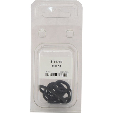 The packaged "Seal Kit (Remote Control Block For A.S.C. Valve)" labeled as "Sparex Part No. S.11787" contains visible black seals inside a clear plastic compartment and is designed specifically for Ford/New Holland tractors.