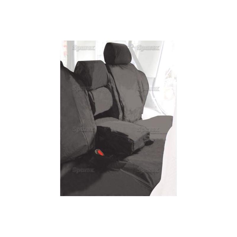 The Sparex Seat Cover - Discovery Series II TD5 1998>2004 - S.71781, in black, is easy to install and designed to cover the seats, armrests, and headrests completely. This set also includes a matching rear seat set and offers full waterproof protection for maximum durability.