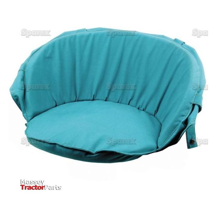 A green seat cushion with a backrest for a tractor seat is shown against a white background. The Massey Tractor Parts logo is displayed in the bottom left corner, alongside the Sparex brand name and part number S.67201.