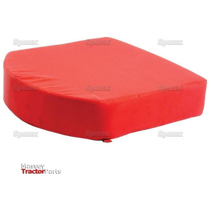 Red Seat Cushion for a Massey tractor, displayed against a white background. This Sparex product (Part No. S.670) features OEM part number compatibility and precise specifications to ensure a perfect fit.