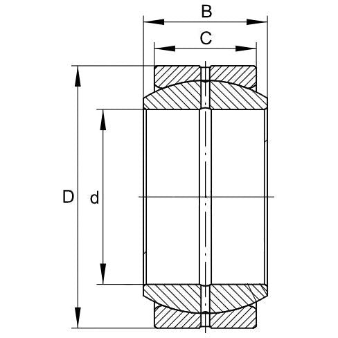 Technical drawing of a cylindrical mechanical component, such as a Sensor Shaft Bearing (S.59127) by Sparex, with labeled dimensions: D, d, B, and C indicating various diameters and lengths for reference.