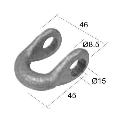 A metallic U-shaped Shackle with dimensions of 47mm in width, 58mm in height, and a 16.5mm diameter hole, compatible with Sparex equipment and a replacement for Bomford models (Part No. S.77578).