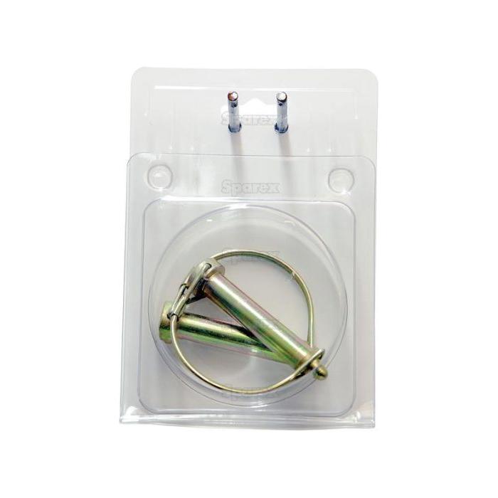 A Shaft Locking Pin with a diameter of 12.5mm and a length of 62mm, packaged in a set of two, is displayed in transparent plastic packaging. The unlabelled package reveals the brand name "Sparex" on the product tray, indicating it is Sparex Part No.S.26496.