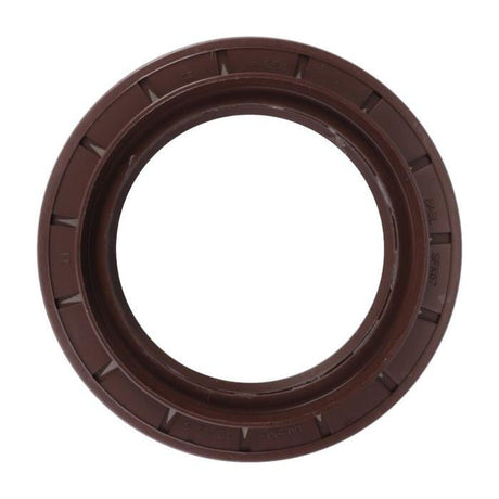 The AGCO Fendt - Shaft Seal - H524300020121 is a round, brown rubber oil seal featuring ridged outer edges and a smooth inner surface, designed to provide protection from contaminants. It is ideal for use in Fendt Vario Models and Massey Ferguson Models.