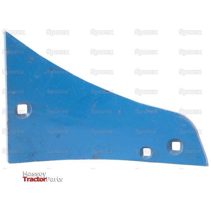 A blue metal tractor part with three holes, labeled "Shin - LH (Rabewerk) To fit as: 27080602 | Sparex Part No.S.127682," featuring fasteners from Sparex, against a white background.