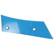A blue, metal, arrowhead-shaped plate featuring two square holes and one elongated hole, compatible with Ransome 300 SERIES Nuts and Bolts – the Shin - LH (Ransomes) PASC738 from Sparex (Part No. S.127702).