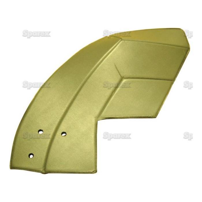 A curved, yellowish-green metal or plastic part with several indented lines and three holes, likely a protective or structural component for machinery or equipment—perfect as a Side Trim Panel RH 2 Door (3.00kg), Sparex Part No. S.101530 from Sparex for Massey Ferguson.