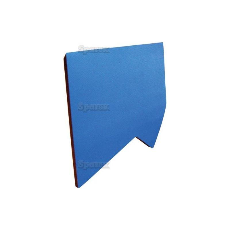 A blue metal part with a pointed and curved edge, resembling the *Side Trim Panel RH 1 Door | Sparex Part No.S.71359* by Sparex, displayed on a white background.