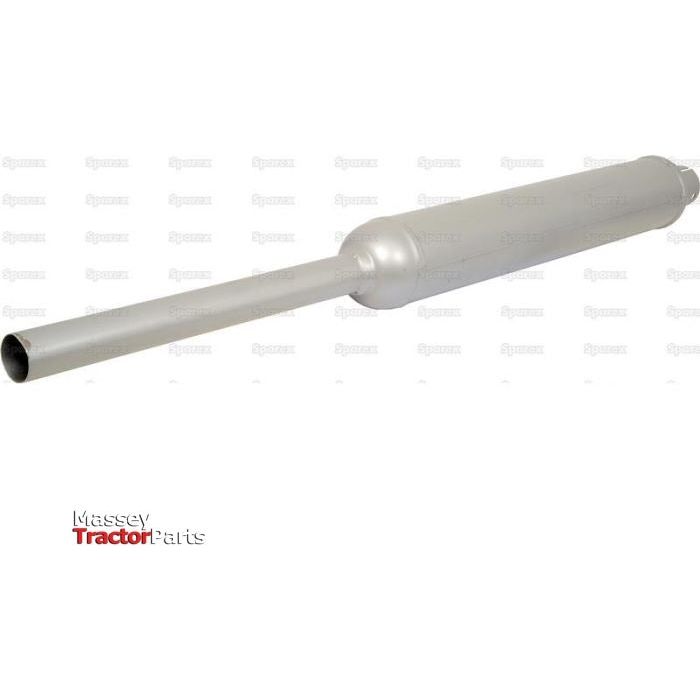 A silver cylindrical exhaust muffler with an elongated pipe, suitable for various models, from the Sparex brand: the Silencer - Vertical - S.2983.
