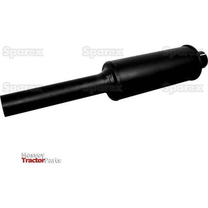 A vertical silencer, model S.4412, coated with black heat-resistant paint is shown against a white background, featuring the "Massey Tractor Parts" and "Sparex" watermarks.