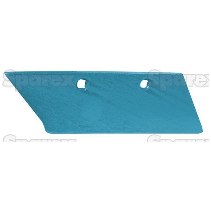 An angled, blue metal bracket with two circular holes for mounting, perfect as a Ransome Skim Point - RH (Ransomes) PBA4177 component, Sparex Part No.S.127746.