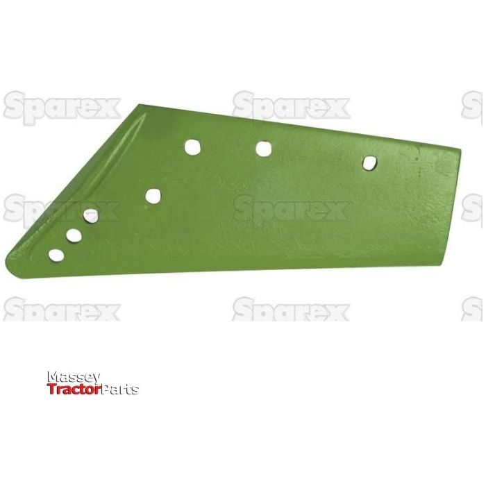 A green, triangular-shaped tractor part with multiple holes, identified as the "Slab Share - RH (Dowdeswell)" fitting model 1115398 (Sparex Part No. S.127774), displayed against a white background featuring watermarked logos of "Sparex," "Massey Tractor Parts," and "Dowdeswell UCN.