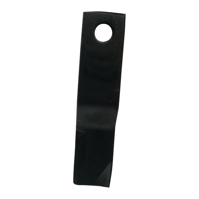 A black steel 320mm x 75mm Slasher Blade with a 30mm hole, designed for Fleming TOPPER lawn mowing equipment - Sparex Part No. S.78467.