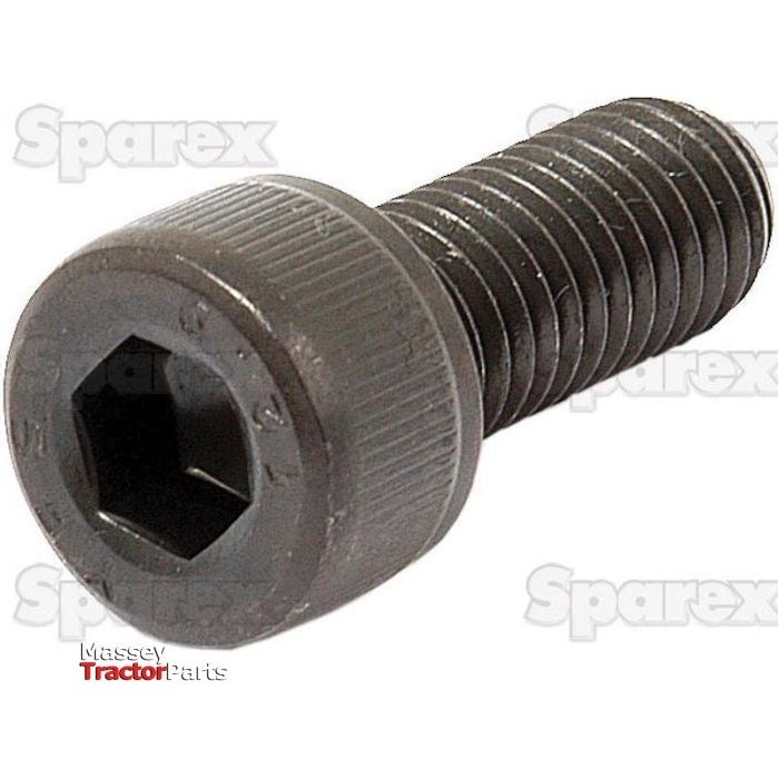 Close-up of a black M6x40mm Socket Capscrew, Sparex Part No. S.53892 (DIN 912), on a white background with "Sparex" and "Massey Tractor Parts" text faintly visible in the background.