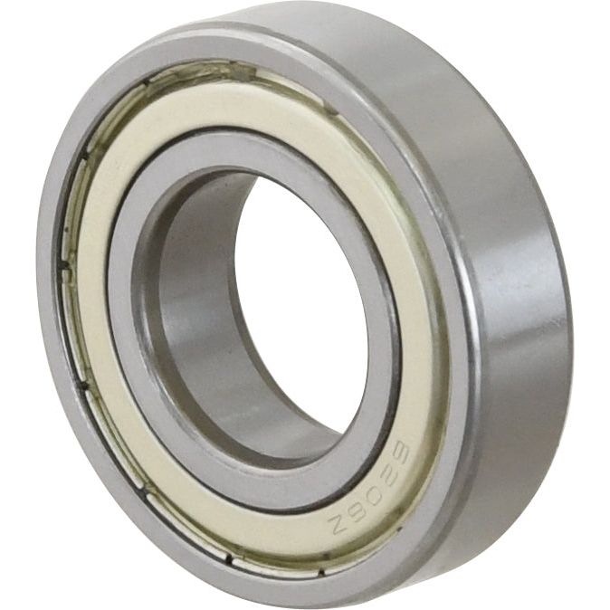 A close-up view of the Sparex Deep Groove Ball Bearing (6206ZZ) - S.18072 reveals its intricate structure, showcasing the metal ball bearing with visible inner and outer rings.