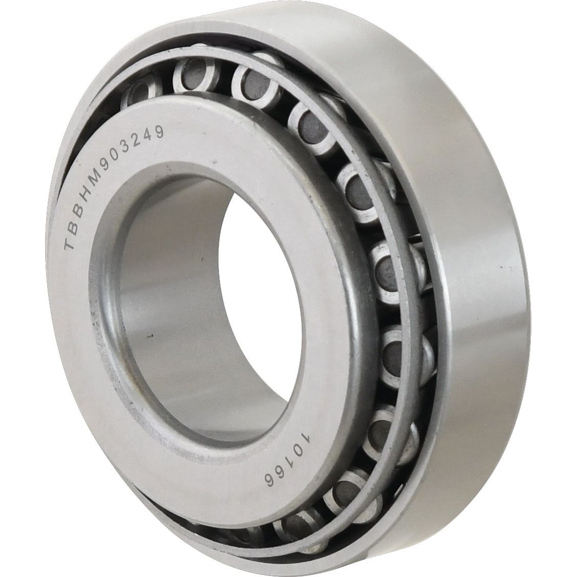 Close-up image of a Sparex Taper Roller Bearing (HM903249/903210) - S.40907 with a metallic finish and the inscription "TBBHM903249 1070G" on its outer ring.