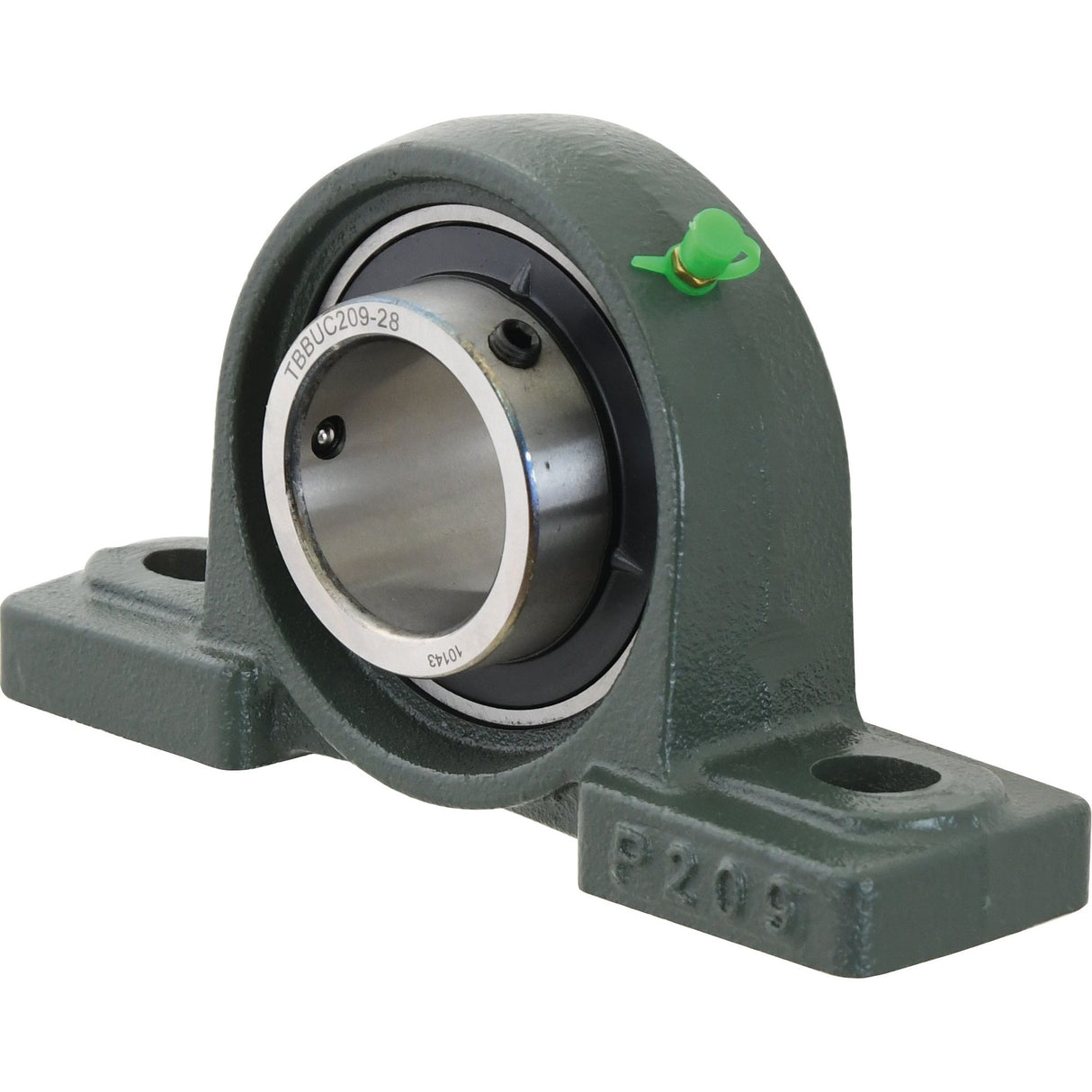 A green Sparex Two-Bolt Pillow Block Bearing unit (UCP) with a cylindrical bore and two bolt holes for mounting, identified by Sparex Part No. S.18528.