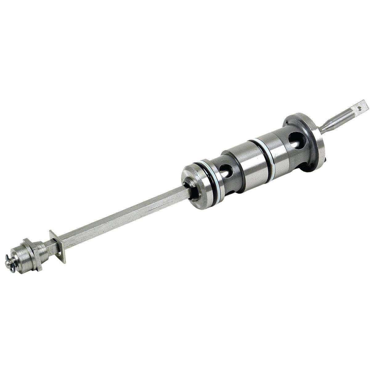 A Sparex Hydraulic Control Valve (Part No.S.708) with cylindrical sections, featuring grooved rings and a protruding rod, lies against a white background, resembling an MK2 Pump.