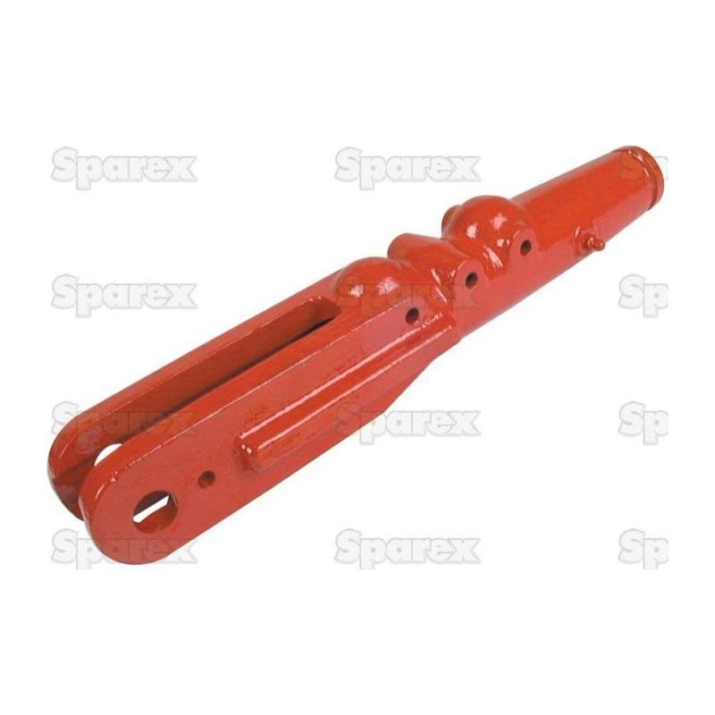 A red Sparex Levelling Box Fork - 7/8 UNC (Sparex Part No. S.74444) with a forked end and cylindrical body, displayed on a white background with the brand name "Sparex" faintly repeated in the background.